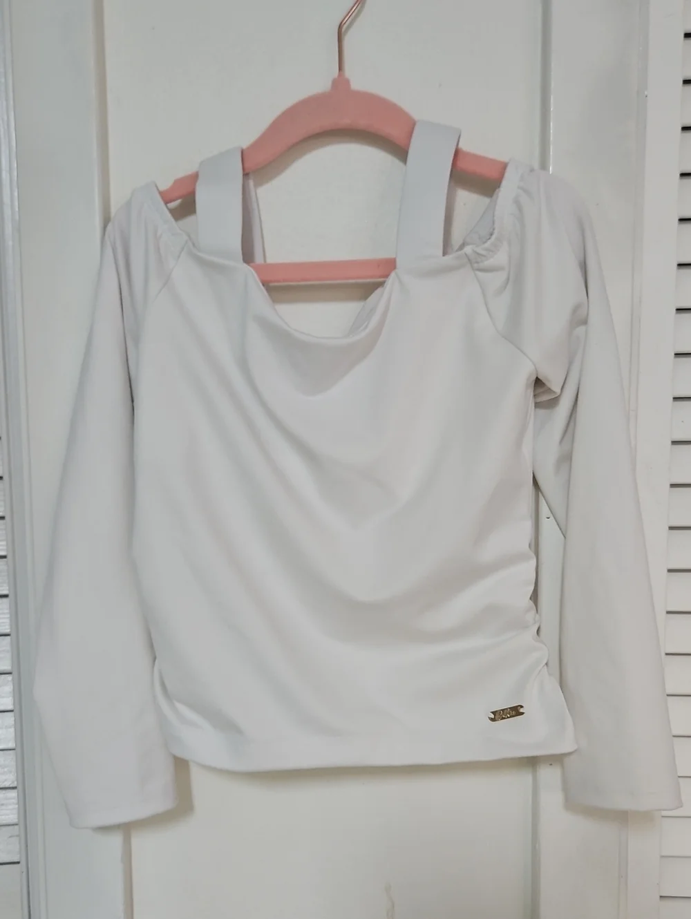 Justice Girl's White Off-Shoulder Long Sleeve Top